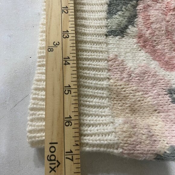 Vintage Studio Michelle Stuart Hand Knit Floral Cardigan Sweater S White Multico - Picture 10 of 13